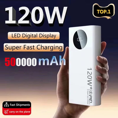 Power Bank 120W 500000mAh – Carga Rápida y Gran Capacidad para iPhone, Samsung y Huawei