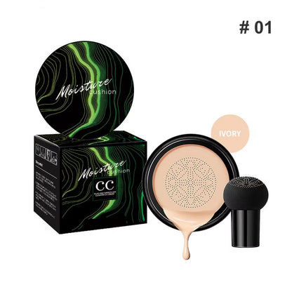 🍄 Base de Maquillaje CC Cream con Esponja Cabeza de Hongo | Hidratante, Blanqueadora y de Larga Duración