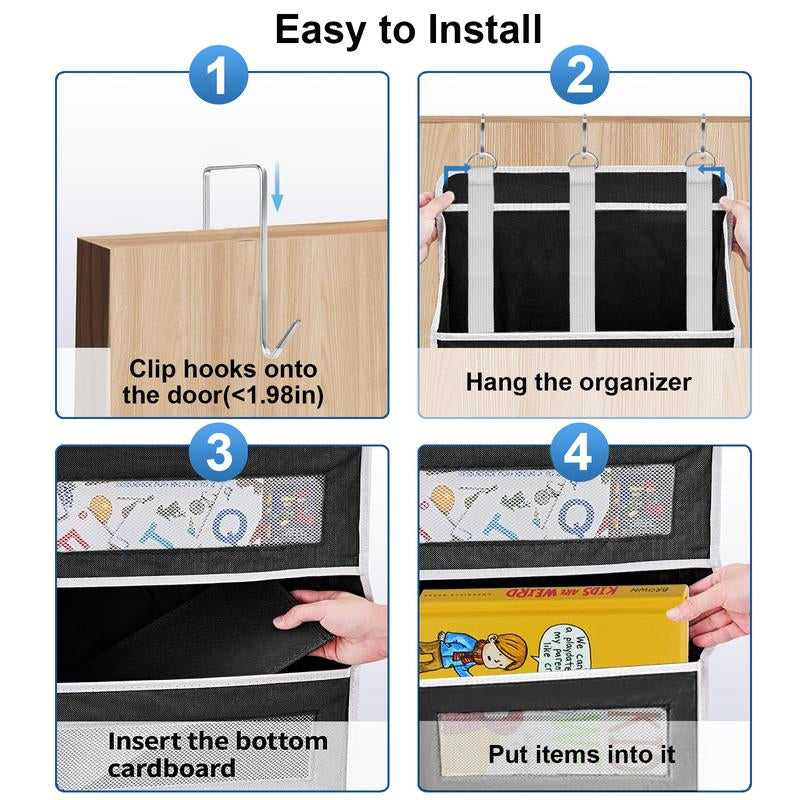 Over the Door Organizer Storage-5-Tier Hanging Organizer with 10 Large Pockets, Anti-Tilt Design, 44 Lb Capacity for Bedroom, Bathroom, Pantry